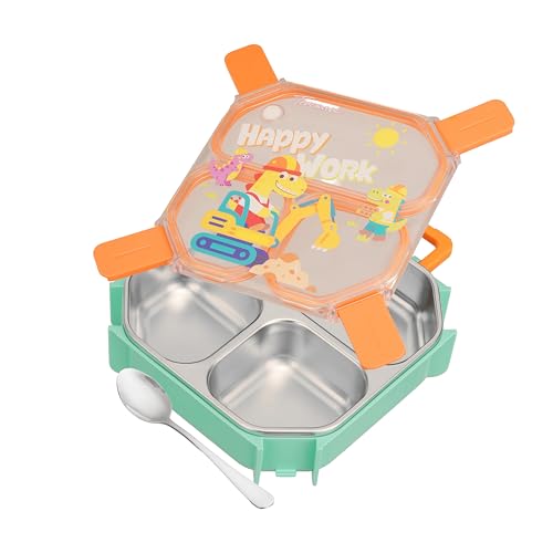 Image of Trueware Astro 304 Stainless Steel PU Insulated Lunch Box with Three Compartment BPA Free, Food Grade Ideal for School, Picnic, Office & Outdoor - 640ml