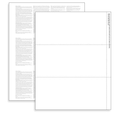 2022 3 Up Laser W-2 Forms, Employee Copy, Horizontal Format (500 Blank Sheets, Instructions Printed On The Back) #TOP17