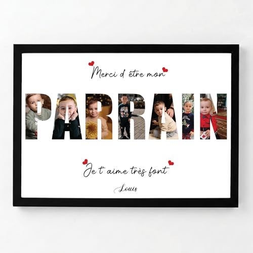 Générique Affiche personnalisée pour parrain avec photos - Tableau parrain - Cadeau parrain - Poster personnalisé - Affiche personnalisée - Cadeau Baptême & Naissance