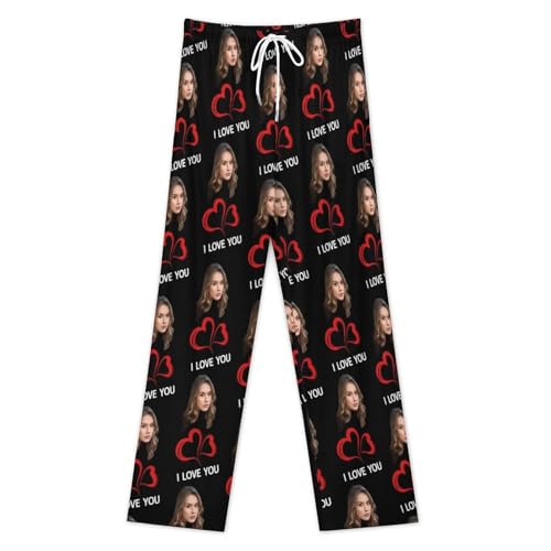 Custom Face Pajama Pants for Men Personalized Photo Pj Bottoms Sleepwear,Birthday Gifts for Boyfriend Husband3