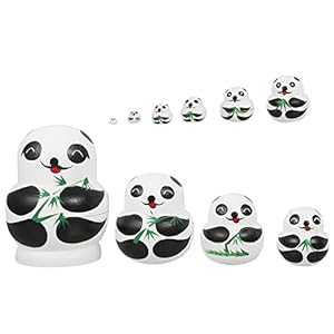 EXCEART Panda Houten Nestelen Poppen Handgemaakte Cartoon Dier Russische Matryoshka Stapelen Speelgoed Voor Nieuwjaar…