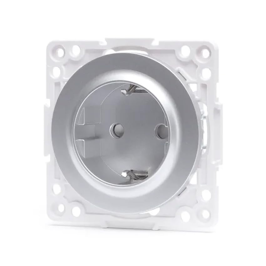 Silver 1-Way German Plug Socket, Ideal for safe and efficient electrical connections.Compact and stylish