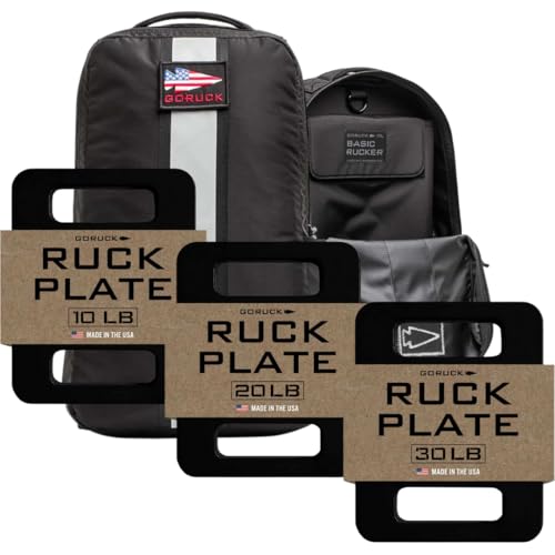 GORUCK Basic Rucker 17L Tactical Backpack (Black) Bundle with 3 Ruck Plates (10LB, 20LB, 30LB) – Durable Rucksack & MOLLE Daypack – Military Grade Training Gear for Hiking & Fitness