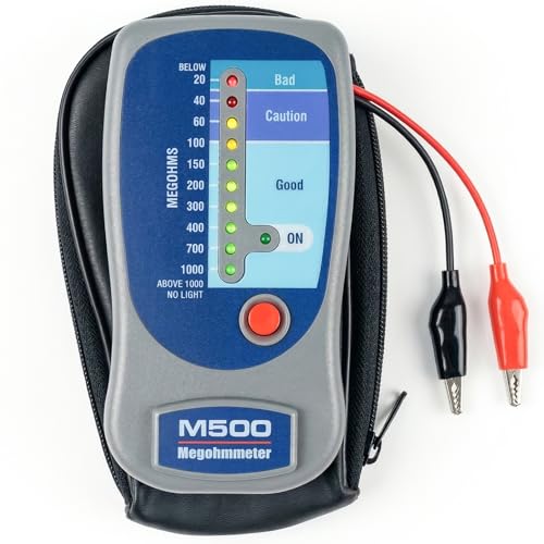 M500 Megohmmeter Insulation Tester HVAC Compressor & ECM Motor Tester up to 1000 Megohms at 500V DC Volt Ohm Meter with Soft Case
