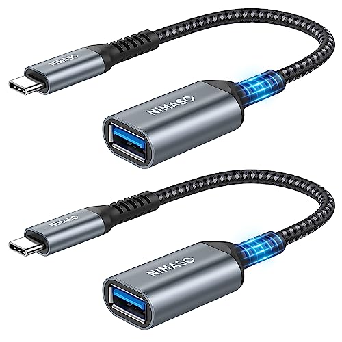 NIMASO Adaptador USB C a USB 3.0, Cable OTG USB C 5 Gbps [2 Piezas], para iPad Pro 2020,MacBook Pro 2018,MacBook Air 2020,iPhone 15,Samsung Galaxy S23/S22/S21/A53,Huawei P30,Google Pixel 3XL y mas