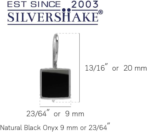 Silvershake 9MM Square Shape Stone Inlay White Gold Plated or 18K Gold Plated 925 Sterling Silver Basic Hook Closure Earrings Jewelry for Women