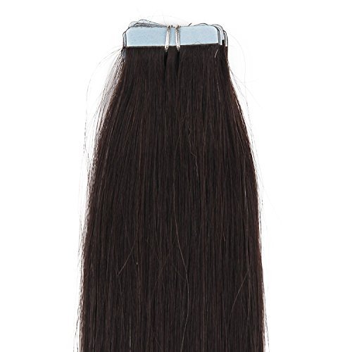 16-24 Inch Color Long 17 Colors 5 Length Tape in Premium Remy Human Hair Extensions_20 Pcs Set 70g Weight Straight Women Beauty Salon Style Design (20inch 50g with 20pcs, 02 Dark Brown)