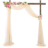 Pomeloone Rideau en Tulle Blanc, 75 x 600 cm Mariage Arche Tenture, Tissu drapé en Tulle Extensible, pour Décoration de Mariage, Cérémonie, Fête, Toile de Fond, Rideau de Gaze