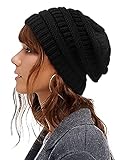 Womens Satin Lined Winter Hats Cable Knit Beanie Silk Lined Thick Chunky Cap Soft Slouchy Warm Hat...