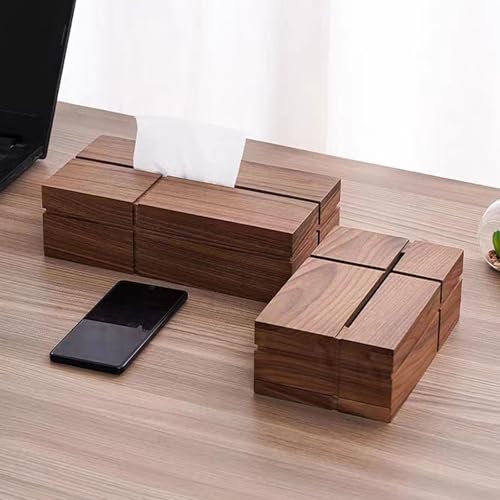 Boîte à mouchoirs multifonction en bois style rustique pour salon