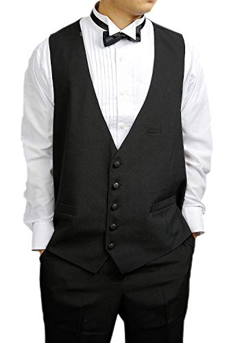 Broadway Tuxmakers Mens 100% Wool Black 5 Button Tuxedo Vest (42 Short)