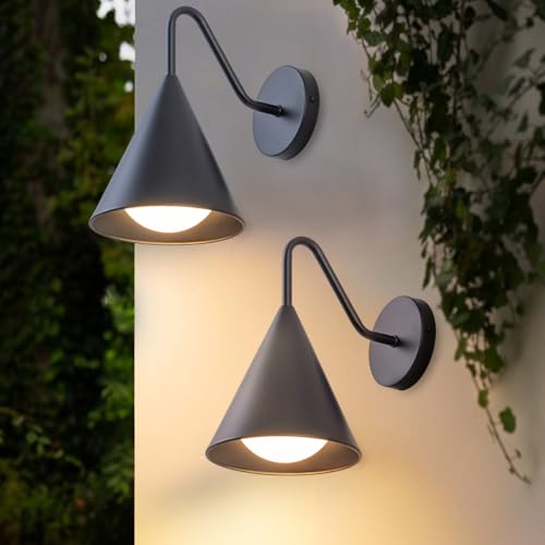 MIDLMJCOI Outdoor Wall Lights 2 Packs, Dark Sky Integrated LED Porch Wall Sconce, 13W 3000K Exterior...