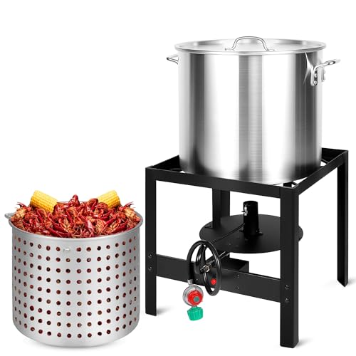RYHOFOUD Seafood Boil Kit for Crawfish Boil Party Featuring a Propane Burner Propane Regulator and a 60QT Pot with Basket Built for Heavy-Duty Outdoor Use