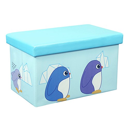 Otto & Ben Folding Storage Ottoman Chest with Foam Cushion Seat, Washable Faux