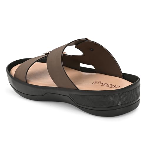 Image of KASTAVA KS 117 Comfortable Premium Synthetic Casual Sandals | Adjustable Buckle Closure | Lightweight Everyday Wear Sandals for Men