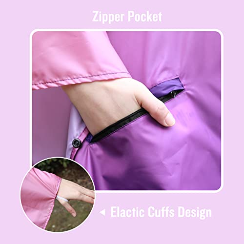 Image of SaphiRose Adult Rain Poncho Waterproof Hooded Zipper Raincoat with Pockets | OEKO-TEX Certified 100% Polyester, Lightweight Packable Storage Pouch, Heat-Sealed Seams, Quick-Dry for Outdoor Hiking