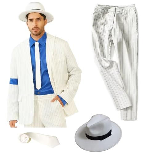 Michael Jacks Billie Jean Disfraz Jacket Chaqueta Pantalones Shirt Sombrero Tie Ropa De Disfraz Ninos Adulto Costumes Stripes Criminal Halloween Navidad Cosplay Trajes Michael Jacks Blanco,180-185 Michael Jacks Billie Jean Disfraz Jacket Chaqueta Pantalones Shirt Sombrero Tie Ropa De Disfraz Ninos Adulto Costumes Stripes Criminal Halloween Navidad Cosplay Trajes Michael Jacks Blanco,180-185
