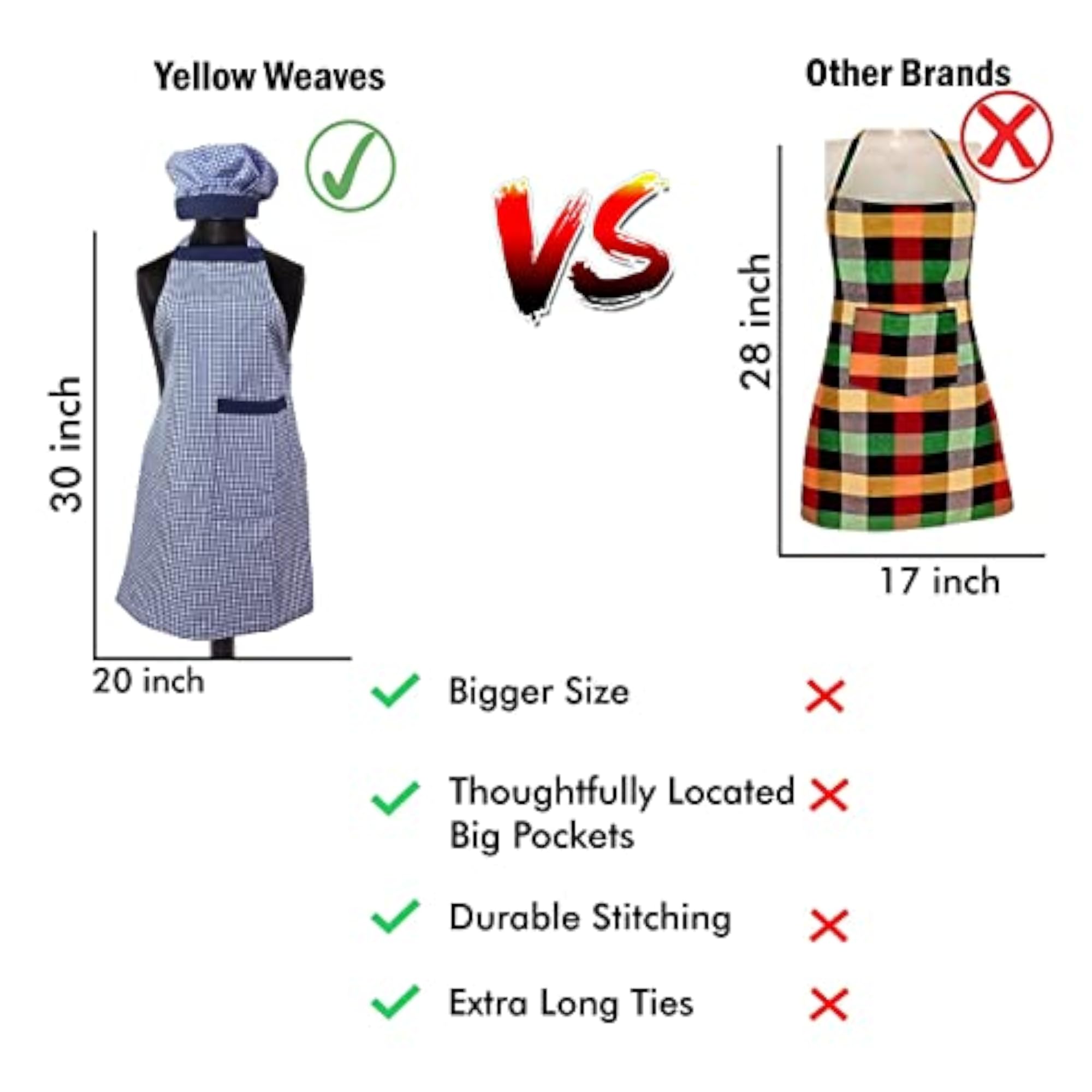 Cotton Kitchen Apron With Cap Combo Set of 3