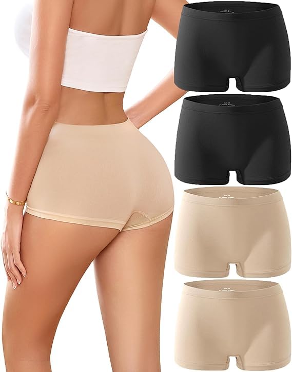 louryn koulyn Boy Shorts Underwear for Women Seamless Boxer Shorts Underwear Soft Stretch Boyshort Panties 4 Pack-picture-38