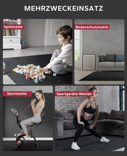 HAPBEAR Yogamatte XXL- Extra Groß Breit Sportmatte Fitnessmatte Rutschfest 213x152/183x122x0.8cm Dicke,Hoher Dichte Ultra Haltbar PVC, Gymnastikmatte mit Fitnessbänder,Schuhfreundlich-Schwarz