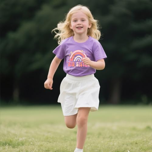 Image of Toddler Girl Big Sister Shirt Pregnancy Announcement T-Shirts Cotton Short Sleeve Tees 2-10 Years