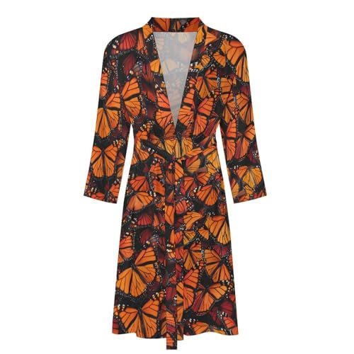Monarch Butterfly Funny Men's Robe Soft Lightweight Bathrobe Long-sleeve Spa Robes4