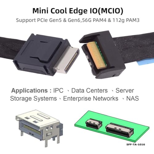 chenyang Oculink SFF-8611 4i Stecker zu PCI-E 5.0 MCIO 4i 38Pin SFF-TA-1016 Mini Cool Edge IO Stecker PCI-Erweiterungskabel 0.5M