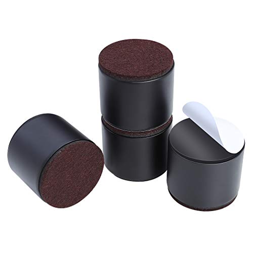 Ezprotekt Elevadores de Muebles de 5 cm, Elevadores de Cama de Acero al Carbono, Dimetro de 6 cm, Autoadhesivos, Resistentes, Aade 5 cm de Altura a las Camas y Sofs,Redondo Negro