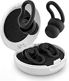 Noise Cancelling Ear Plugs for Sleeping - 2 Pairs Reusable Soft Silicone Noise Block Earplugs, 30db Noise Reduction Earplug for Sleep, Snoring Blocking, Concert (Black)