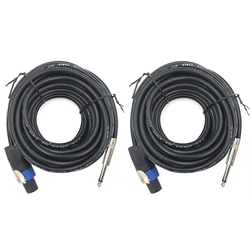2 pack 50ft speakon to 14 inch male speaker cable 50 feet 635mm stereo audio connection cord 12 gauge awg wire 50ft2pack
