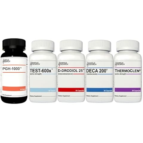 Anabolic Research Growth Stack - PGH-1000, Test-600x, Deca 200, D-Drodriol 25, Thermo Clen - Capsules - 1 Month Supply - 5 Bottles Cover
