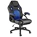 TecTake® Sedia da Ufficio Ergonomica, Sedia Scrivania con Rotazione 360°, Imbottitura Confortevole, Rivestimento Similpelle, Poltrona Gaming con Altezza Regolabile, 5 Rotelle Doppie - Nero/Blu