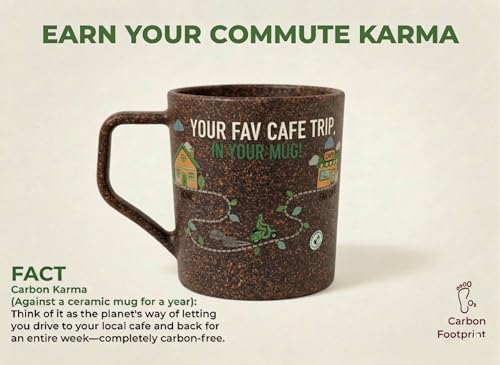 Image of Coffee Mug Set Made with Rice Husk & Bio Composite Material | TurtleBrew Coffee Mug Travel | Microwave & Dishwasher Safe (FiberMaximus, 200 ml Pack of 4)