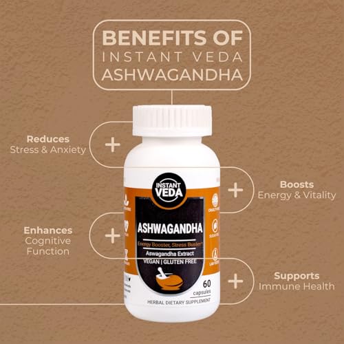 Image of Ashwagandha Capsules | 5% Withanolides | 100% Pure Root Extract | Stress Relief, Energy & Immunity Booster, Performance & Recovery Support | For Men & Women | 60 Capsules