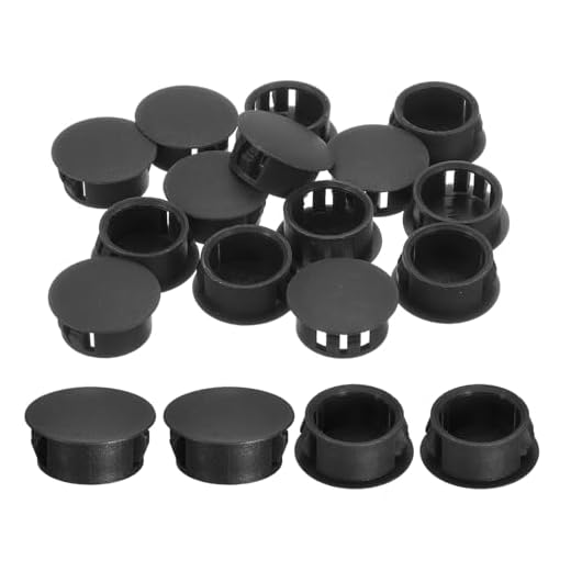uxcell 18Pcs 19mm(3/4") Nylon Hole Plugs, Flush Type Panel Round Snap in Fastener Knockout Locking Plugs for Furniture Insert End Caps Panels, Black