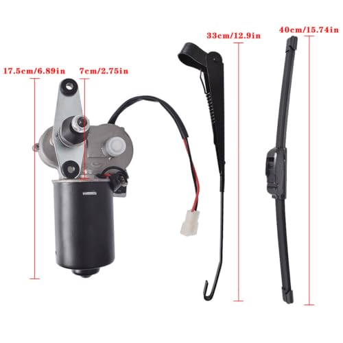 Image of 12V Electric Windshield Wiper Motor Kit Replacement for Polaris RZR, Clear, Front and Inside, UTV, Polycarbonate (PC)