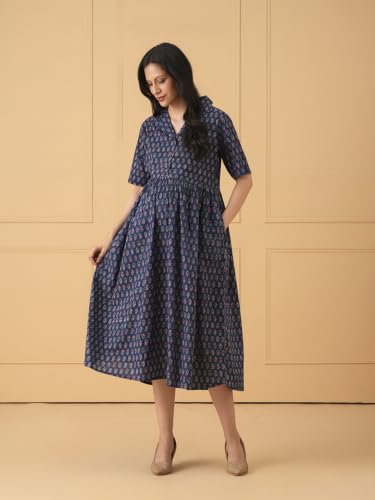 Image of The Mom Store Maternity and Nursing Dress | Pre and Post Pregnancy Dress for Womens | Zipper /Button Opening | Causal Wear | Trendy Stylish Causal Dresses for New Moms