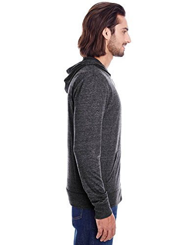 Threadfast Apparel Unisex Triblend Full-Zip Light Hoodie XS BLACK TRIBLEND2
