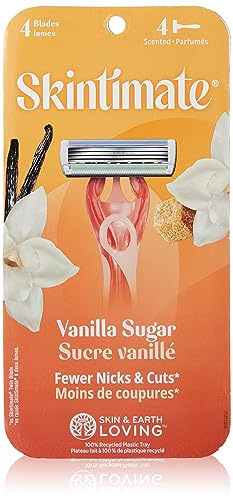 Skintimate Warm Vanilla Sugar Disposable Razor for Women Gently Exfoliates Four Blades are Designed to Prevent Nicks and Cuts 3 Count (Pack of 1)