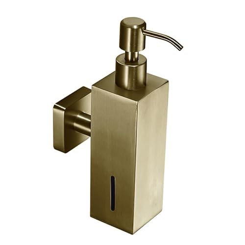Badezimmer-Seifenspender an der Wand befestigter antiker Bronze-Quadrat-Flüssigkeitsspender Küchenspender ELM328A, Brush Gold Cover