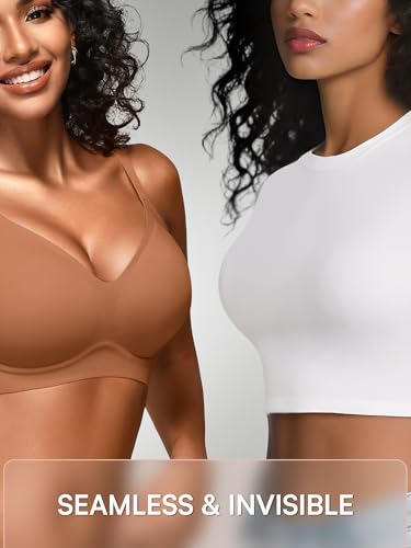 Image of Wireless Jelly Bras for Women No Underwire - S-2XL Seamless Padded T-Shirt Bralette with Support, Comfortable Everyday Bra