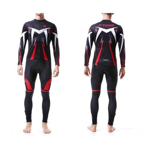 X-TIGER Ropa de Ciclismo de Invierno para Hombre con Pantalón Acolchado de Gel 5D Y Culotte con Tirantes Conjunto de Camiseta de Ciclismo - imagen 6