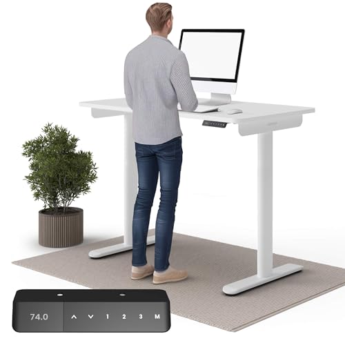 Ergotopia Desktopia One höhenverstellbarer Schreibtisch | elektrischer Schreibtisch höhenverstellbar | Bürotisch höhenverstellbar, Verstellbarer Tisch TÜV-geprüft, 7 Jahre Garantie 120x65 cm
