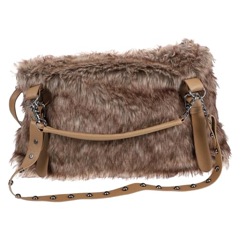 Sac en peluche marron pour femme grand sac fourre-tout idéal pour l'école et le train