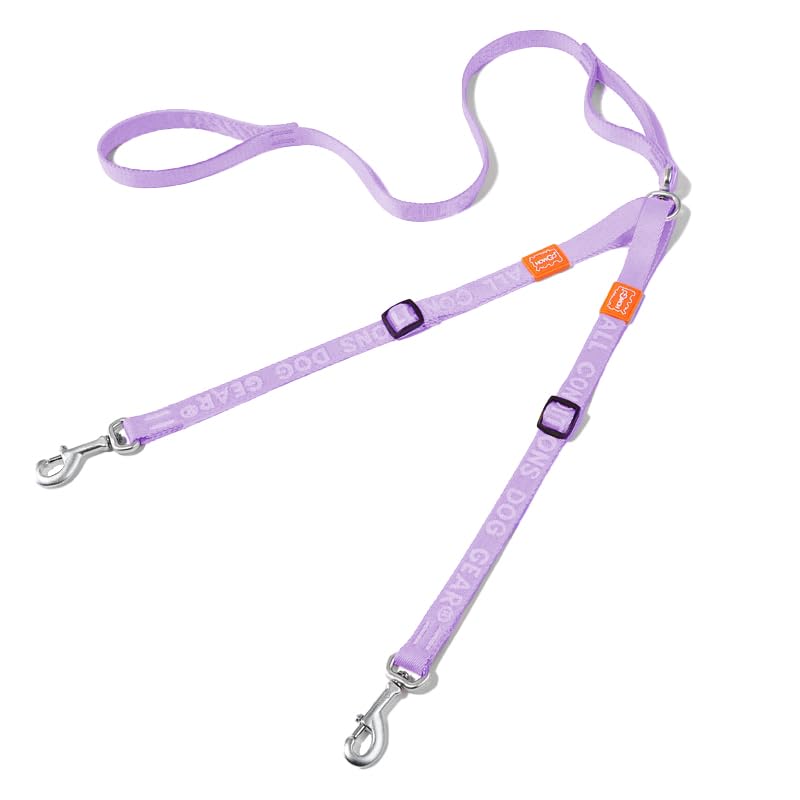 HOWGO Double Dog Leash, No Tangle 360° Swivel, Adjustable Two Padded Handles, Double Clip Dog Leash Coupler Splitter Breeds (Lavender, 2/3'' x 4.8 FT, UltraLight)
