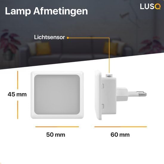 Diagram showing dimensions of LUSQ night light