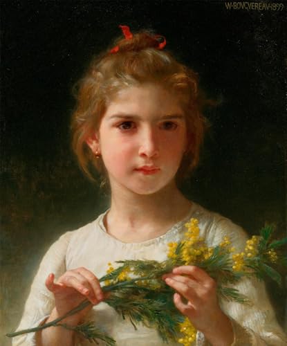 Tableau Toile d'Art Mimosa Bouguereau Impression Peinture Premium