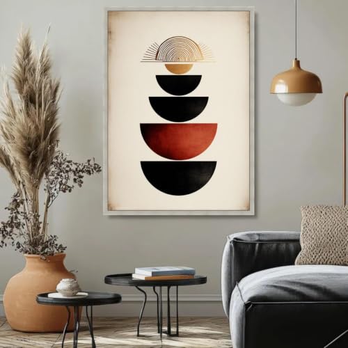 Motifs géométriques superposés grand tableau abstrait pour mur vide - 3
