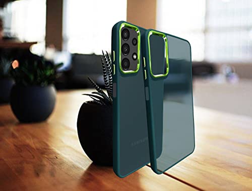 Image of A rtistque Frosted Translucent Back Cover Case for Samsung Galaxy A23 4G / A23 5G | Electroplated Chrome Ring | Raised Camera Edges for Protection | Smooth Sides TPU - Green