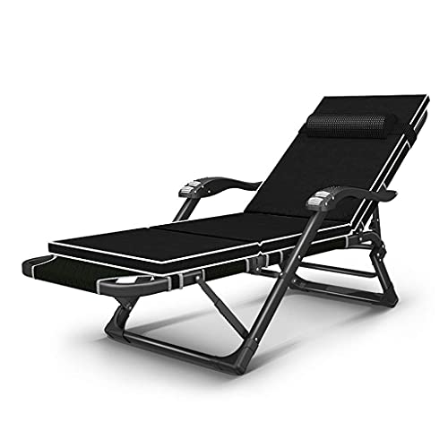 BDW Zero-Gravity Gartenliege – Klappbar, Stufenlos Verstellbar, Mit Kopfstütze, 175x65 Cm, Textilene-Bezug, Schwarz